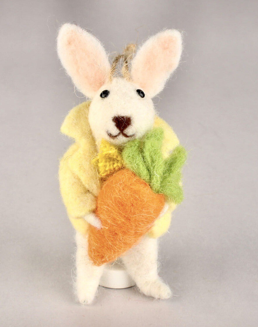 Felt Easter Rabbit Bunny Hanging Decoration Spring Yellow coat Carrot Gift