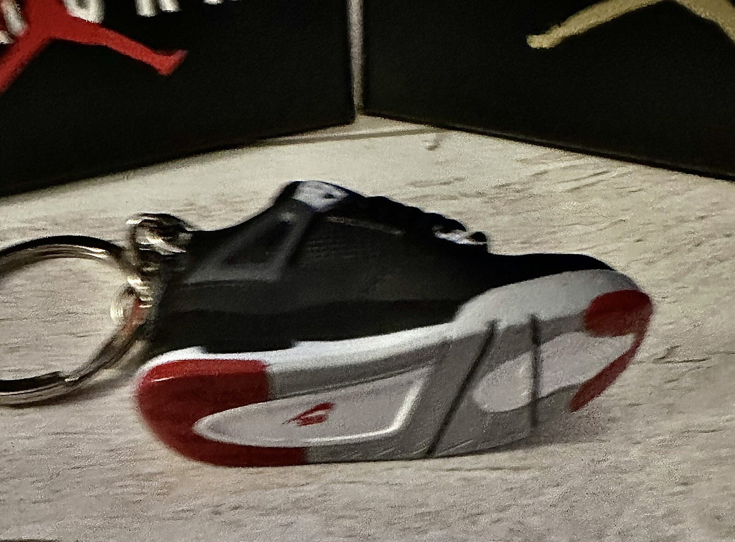 Mini Nike Jordan 4 3D Trainer sneaker Key Keyring Grey Black shoe No Gift Box