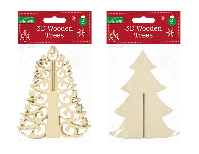 Christmas Tree craft wood Stand up Decoration Ornament filigree pine Craft