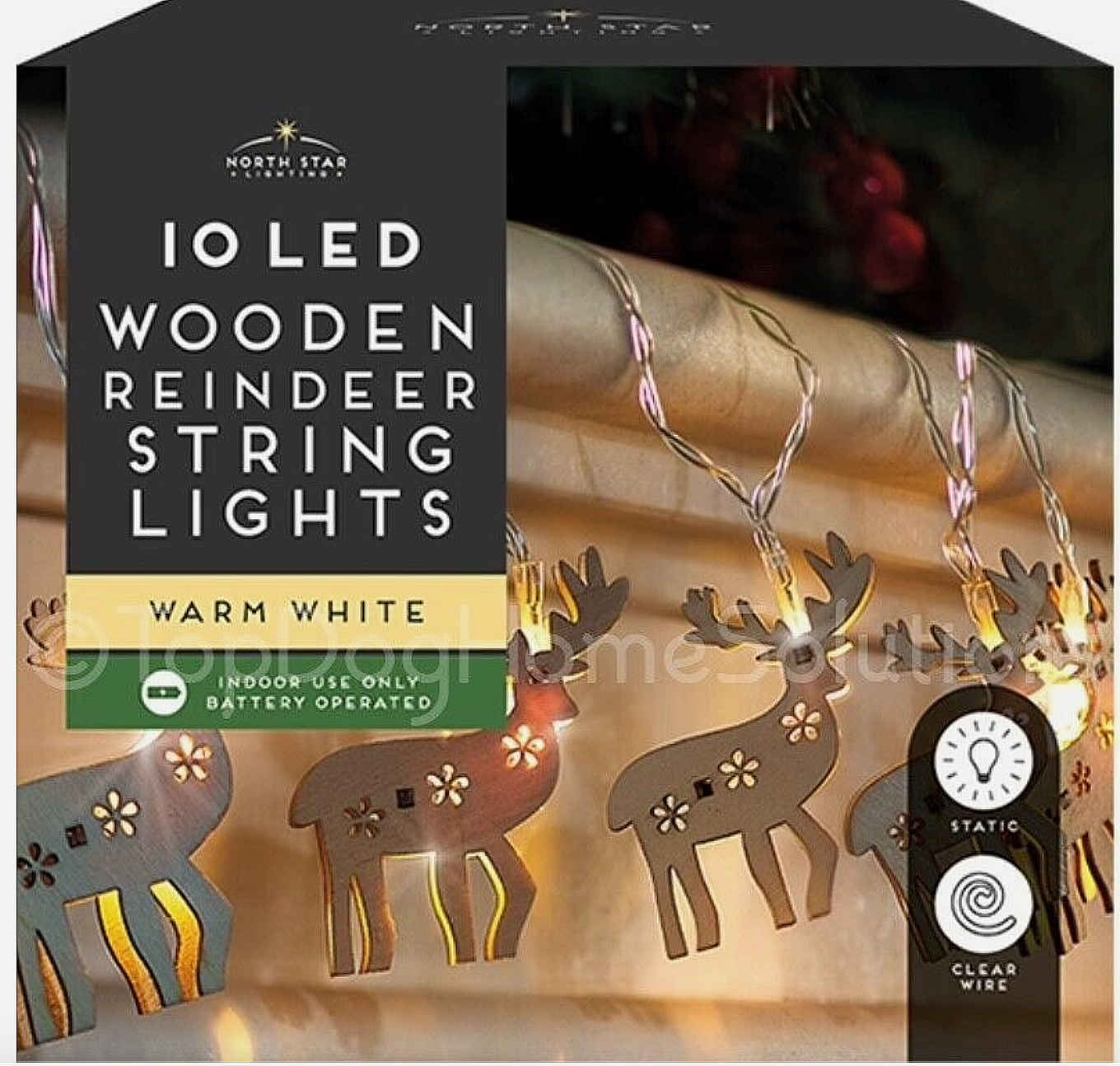 Hanging Christmas Reindeer lights Warm White Battery 10 string Decoration Xmas