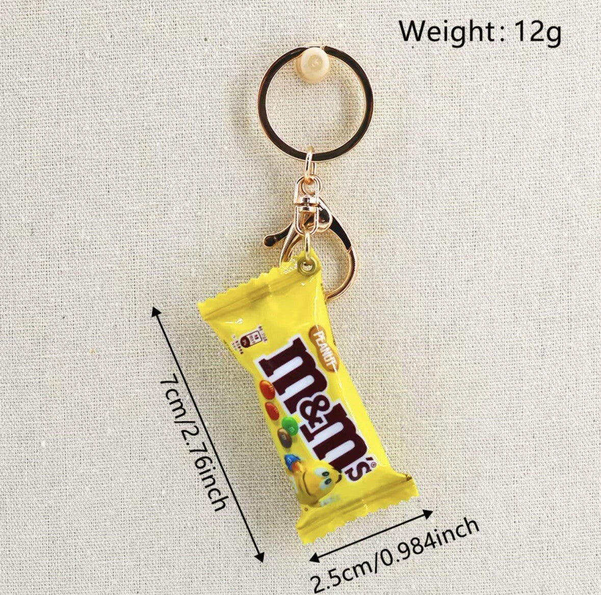 Chocolate M & Ms Keyring Bag Charm 3D Car Keys Chain Yellow Blue Brown Sweets
