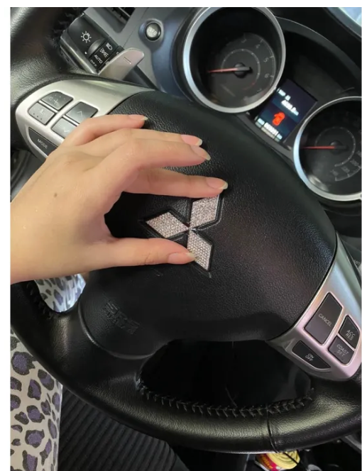 Car Mitsubishi Rhinestone Steering Wheel Center Emblem Trim Diamond Sticker Logo