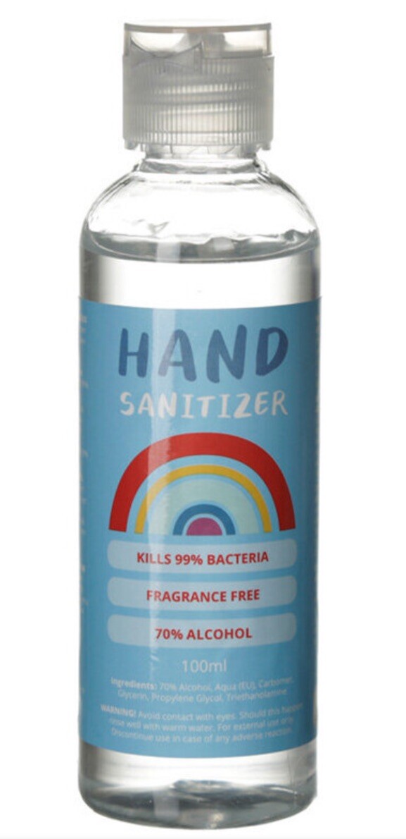 Rainbow Hand Small Sanitiser Gel 100ml Bottle Anti Bacterial
