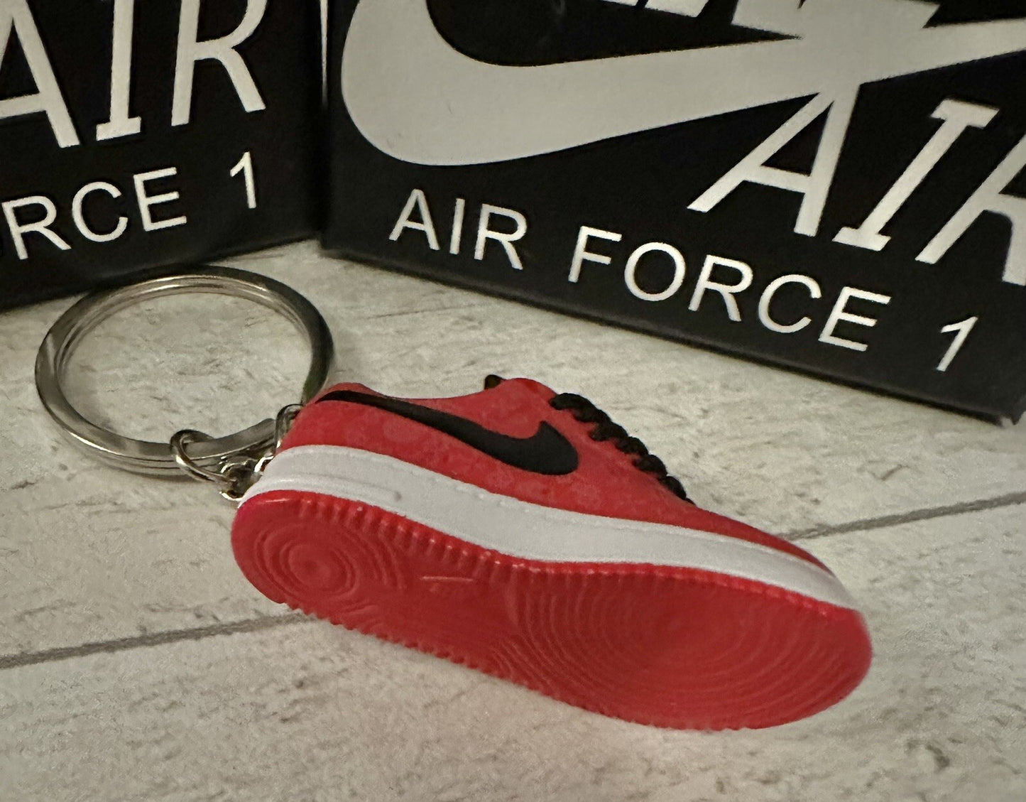 Nike Air Force 1 3D Trainer sneaker Keyring Red shoe Mini Low Gift Box Car key