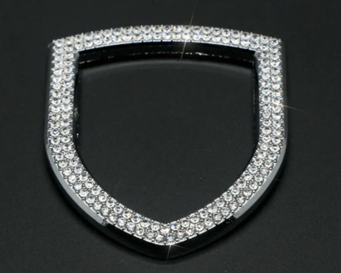 Car Porsche Rhinestone Steering Wheel Center Emblem crystal Diamond Sticker Logo