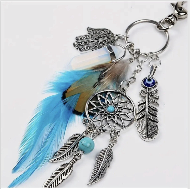 Dream catcher Keyring Car Keys Bag Agate Crystal Charm Gift Pendant Yin Yang
