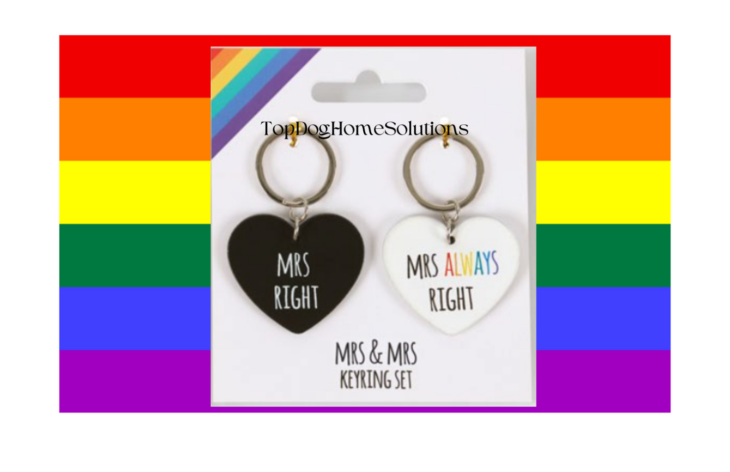 LGBT Mr & Mr Right Couples Keyring Set Mrs & Mrs Right Gift Valentines Wedding