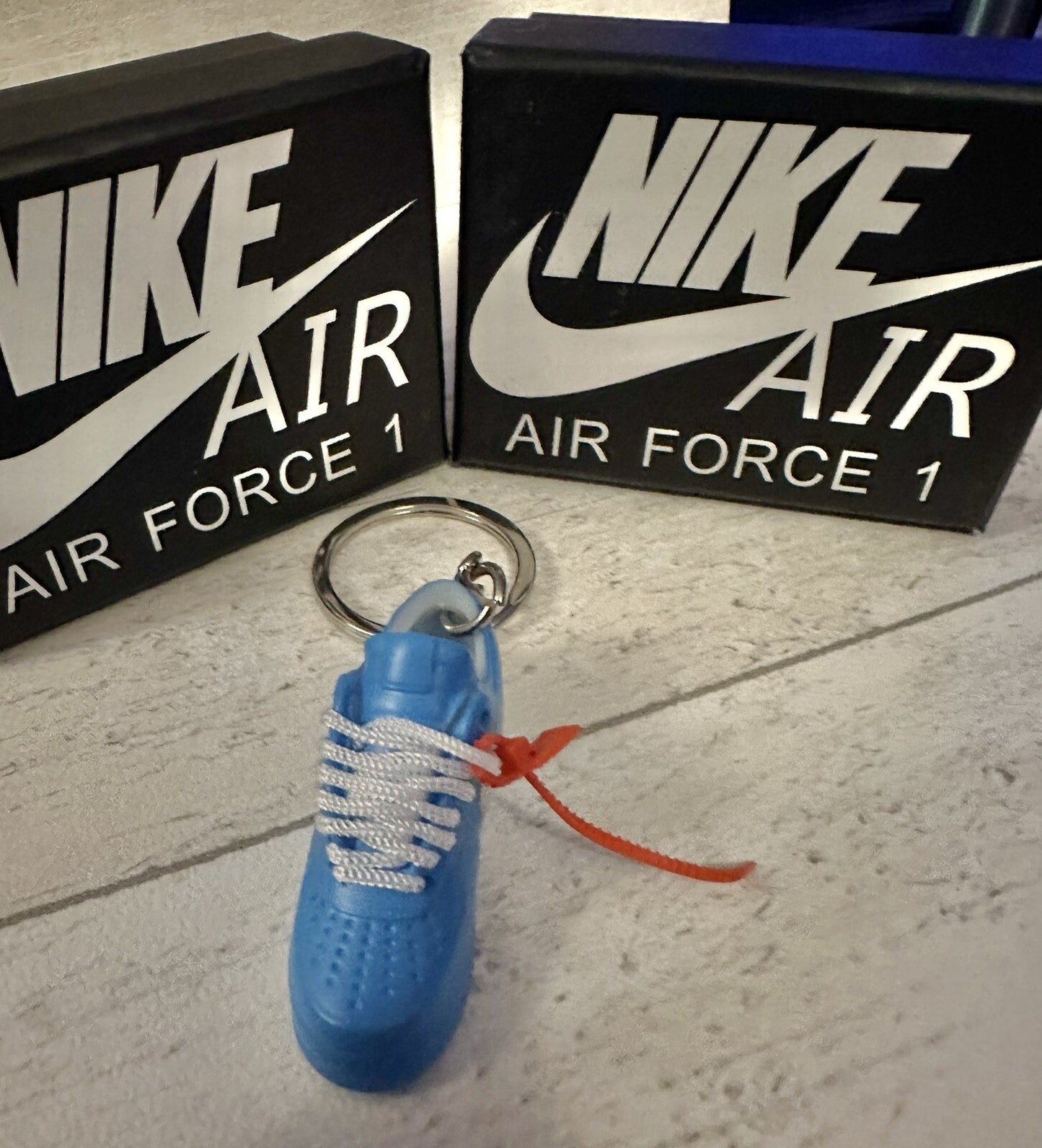 Nike Air Force 1 3D Trainer sneaker Keyring Blue shoe Mini Low Gift Box Car key