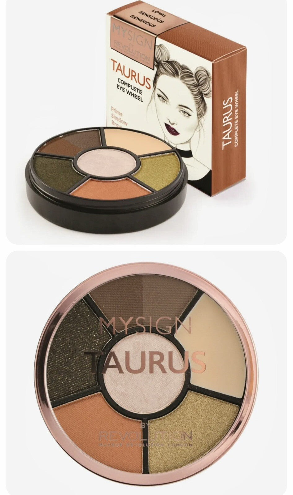Revolution Peach Browns Gold Neutral Eyeshadow Brow Palette Makeup Travel Taurus