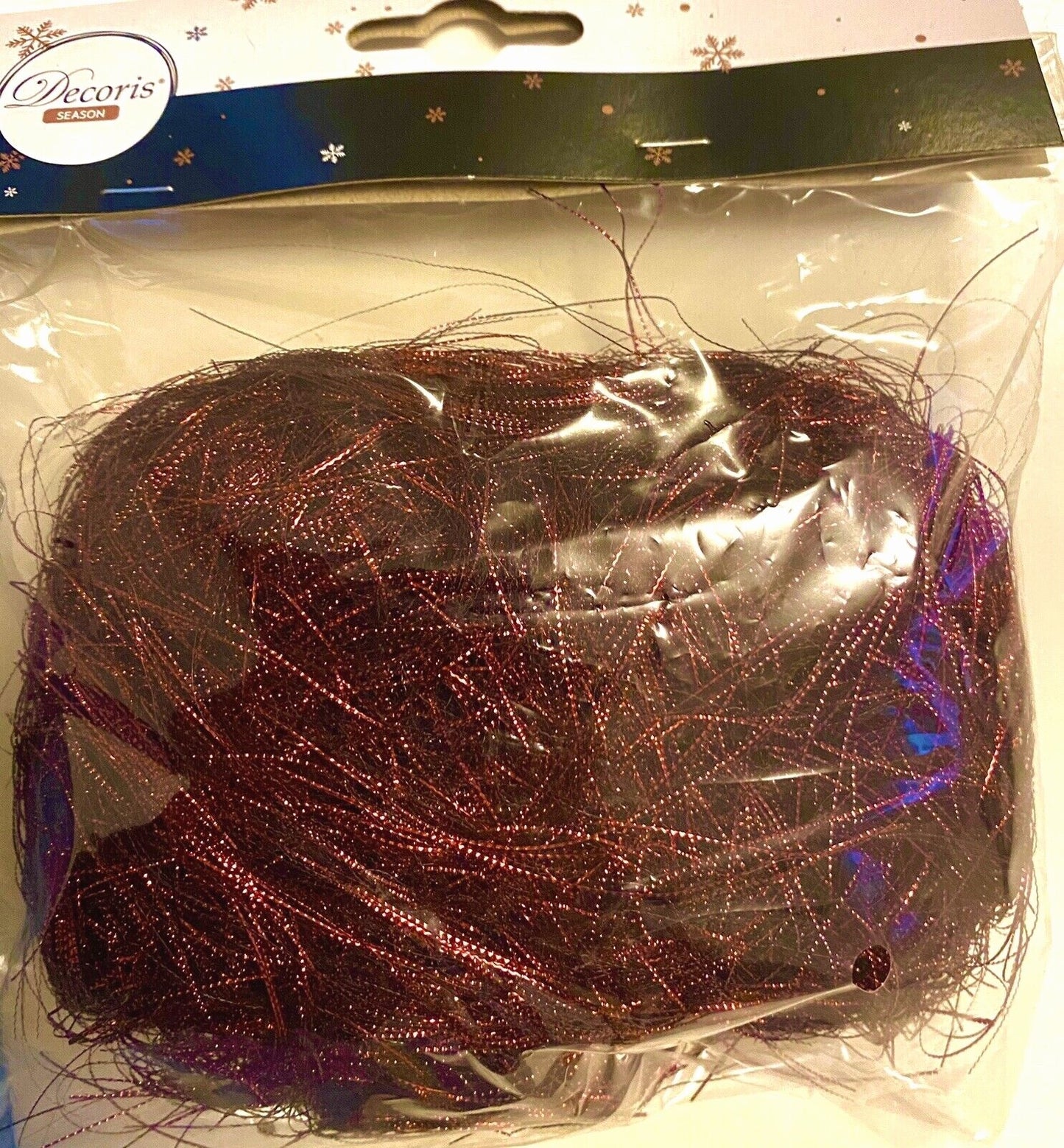 Xmas Dark Red Metallic Angel Hair Bag Decoris Shredded Tinsel 20g Red Hampers