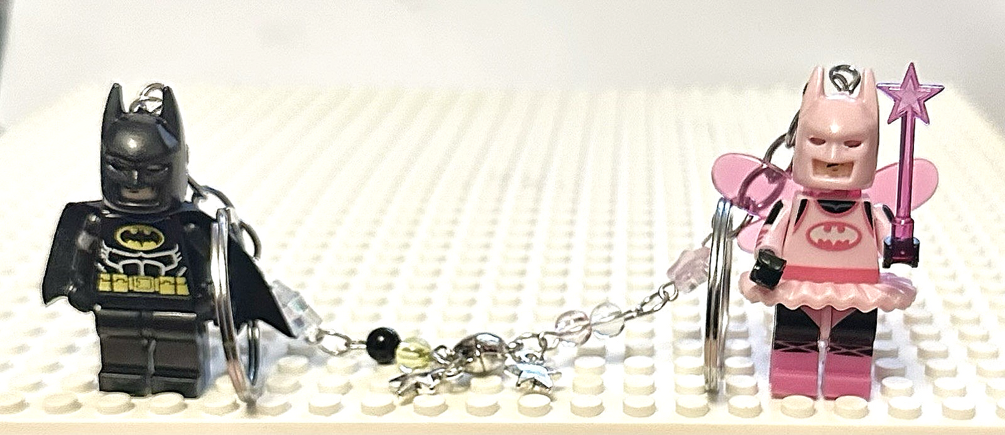 Batman Magnetic 2 Couples Keyring Pink Batgirl DC Bag Charm Car Chain Key Gift