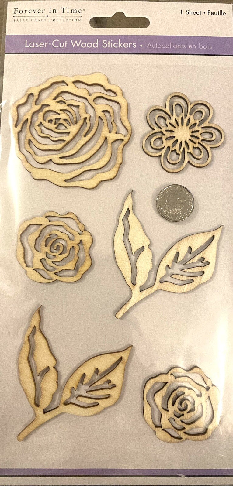 3D Laser Cut Wooden Rose Flower leaves MDF Embellishment Shape Craft Decors