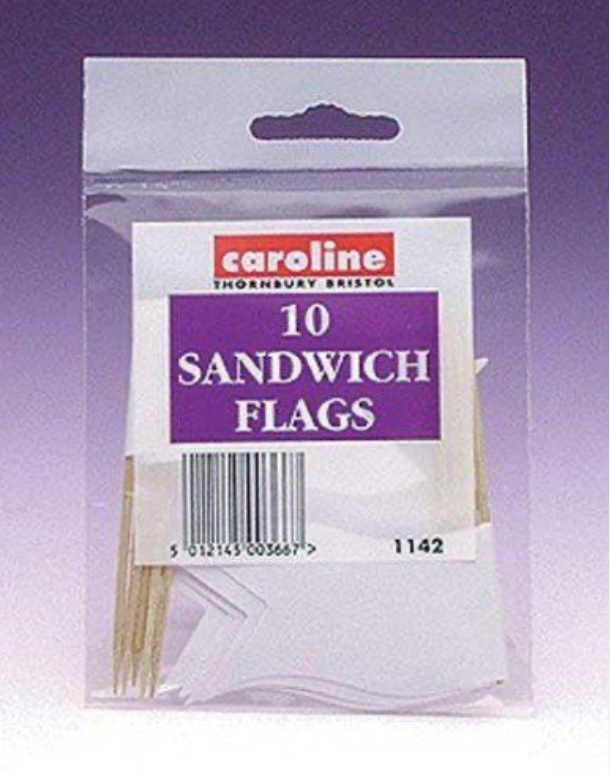 White Cocktail Stick Sandwich Flags Food Buffet Catering Labels Party Sealed