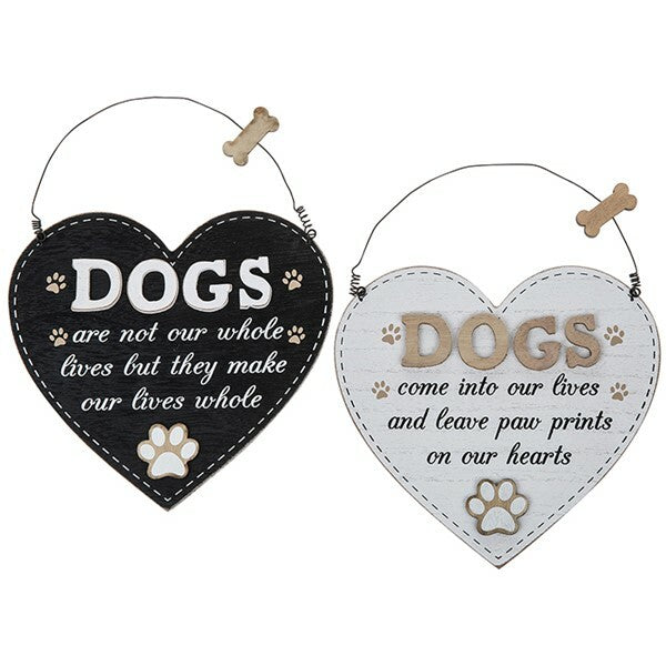 Heart Dog Hanging sign wooden Doggie pals Heart Plaque paw prints gift box