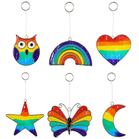 Window glass Sun catcher Rainbow heart owl star moon butterfly LGBT NHS Bright