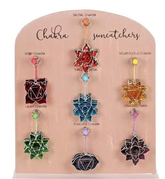Sun catcher 7 Chakra spiritual sacral third eye hanging Handmade Colour Glass 