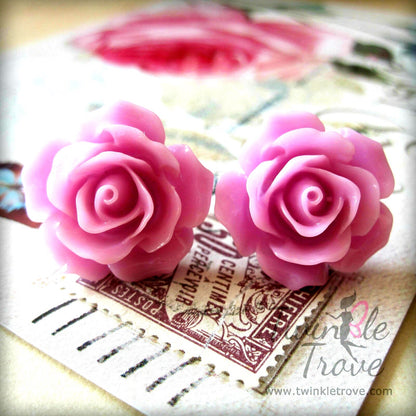 Vintage Burlesque Rose Stud Earrings Retro Boho Emo Gift red pink white green