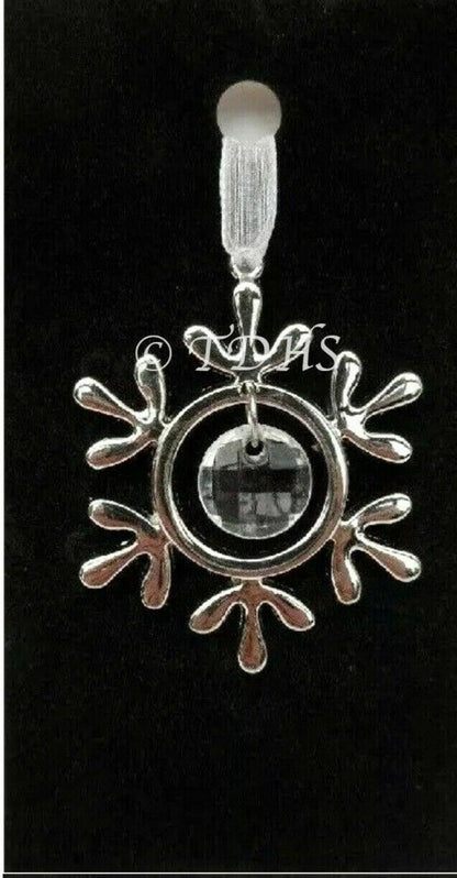 Christmas hanging Decoration Crystal silver Metal tree Bauble bell snowflake joy