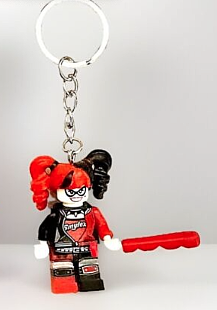 Batman Figure Keyring Couples Love Pink Batgirl Mini DC Bag Charm Gift Car Key