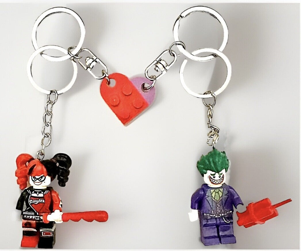Batman Figure Keyring Couples Love Pink Batgirl Mini DC Bag Charm Gift Car Key