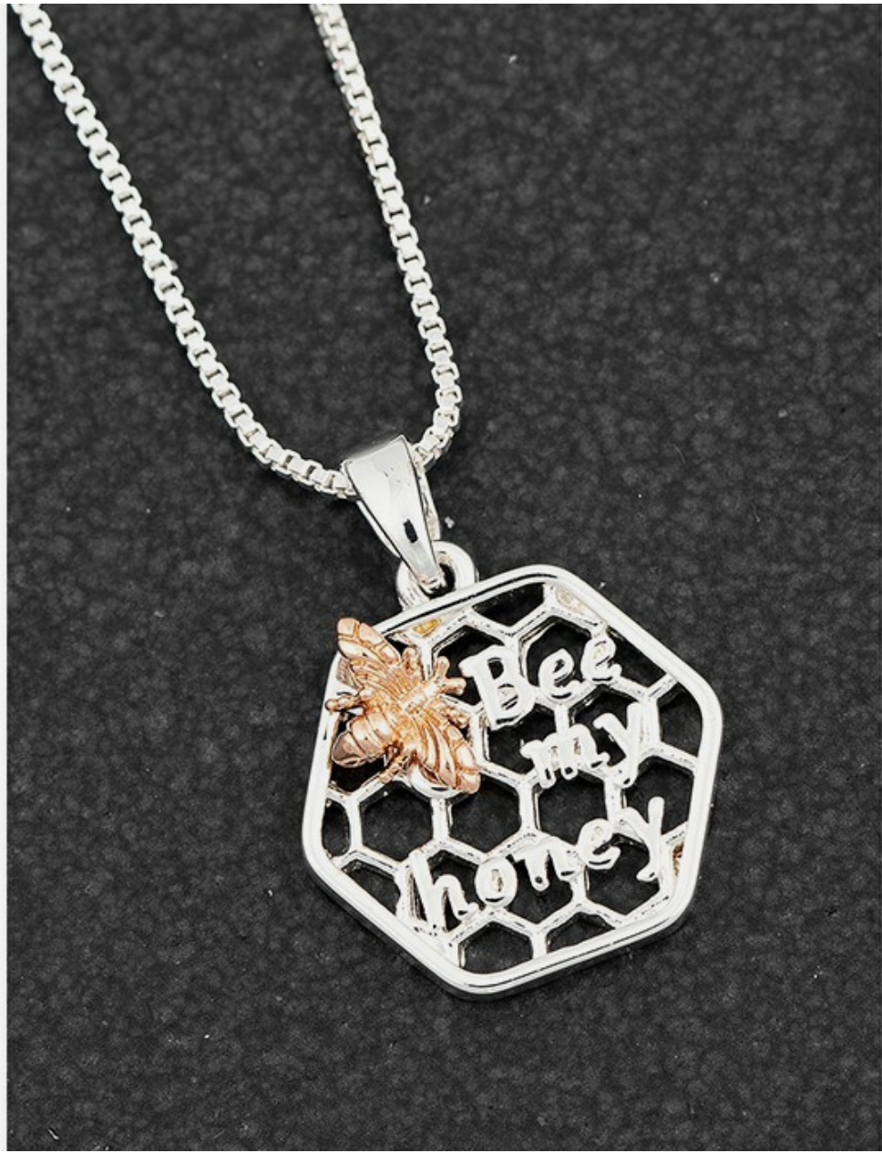 Equilibrium Bee My Honey Bee Silver & Rose Gold Plated Pendant  Necklace Gift