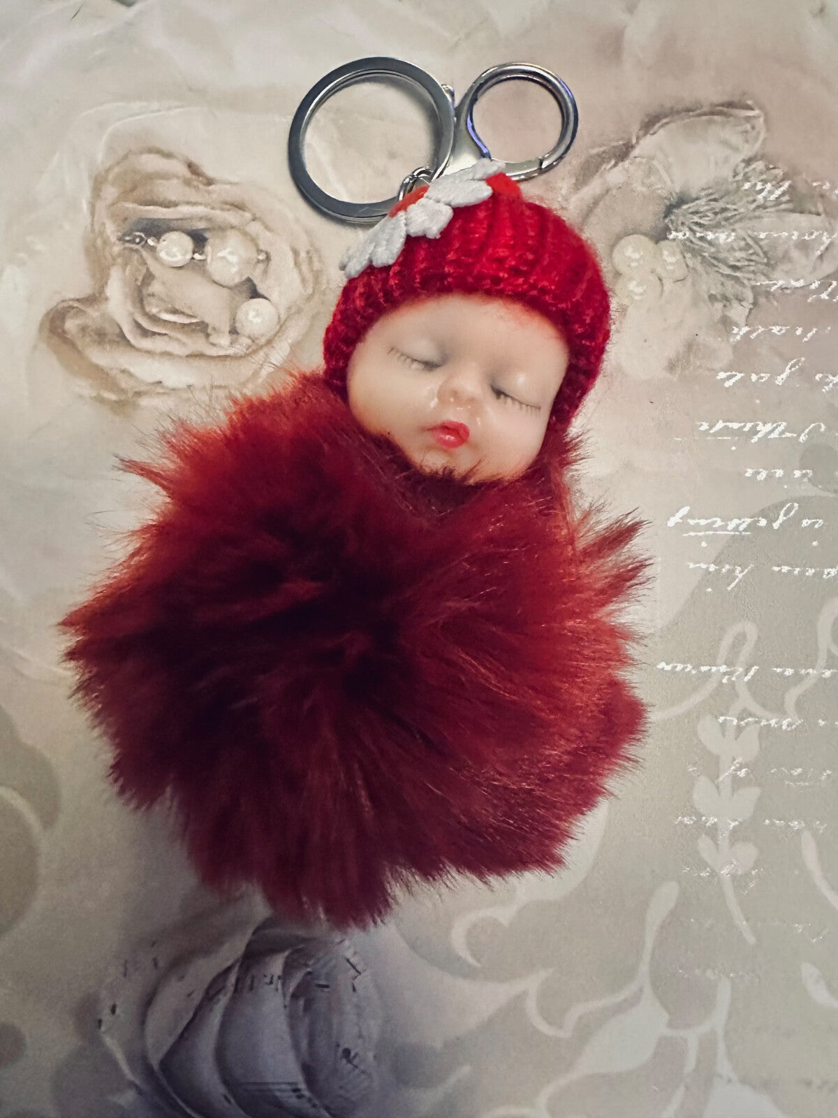 Baby Mama Keyring Pom Pom Car Key chain Bag Charm Doll Blue Pink Red Xmas Gift
