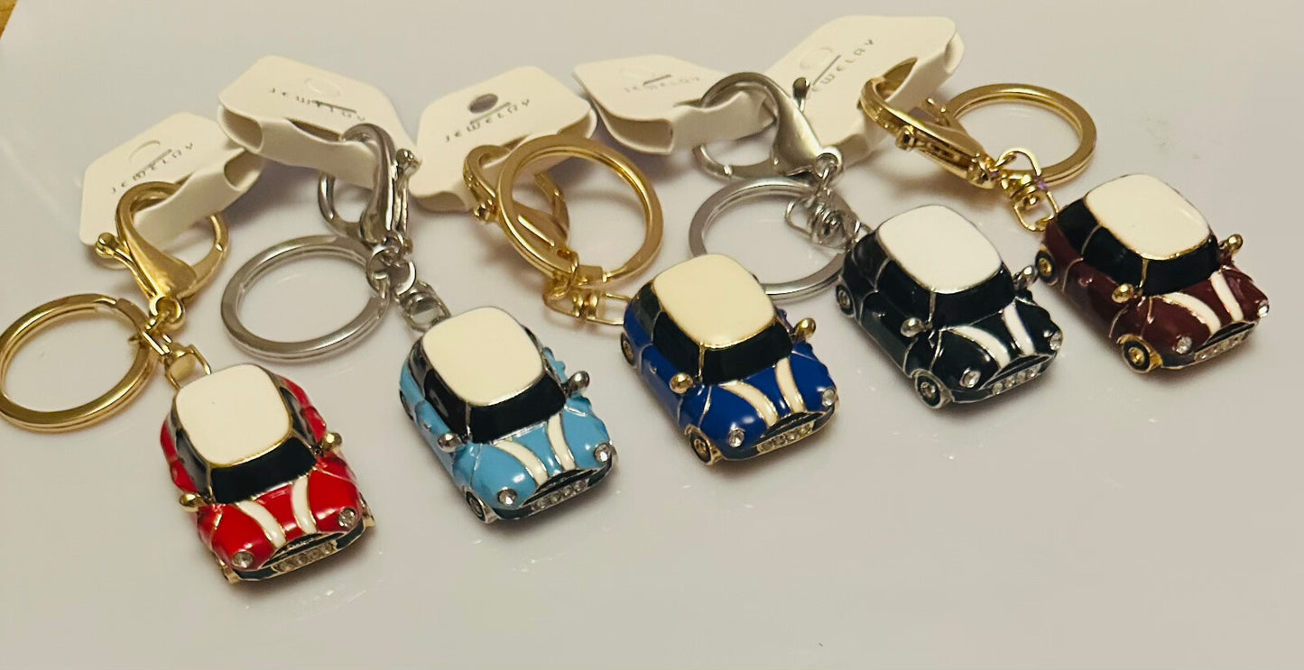 Mini Cooper Car Keyring Key Chain Gift Blue/Red/Black/Wine Rhinestone Metal Gift