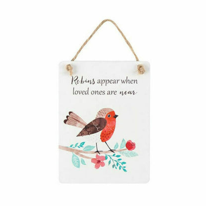 Winter Red Robin Mini Hanging Wooden Sign kitchen hall bereavement love Gift