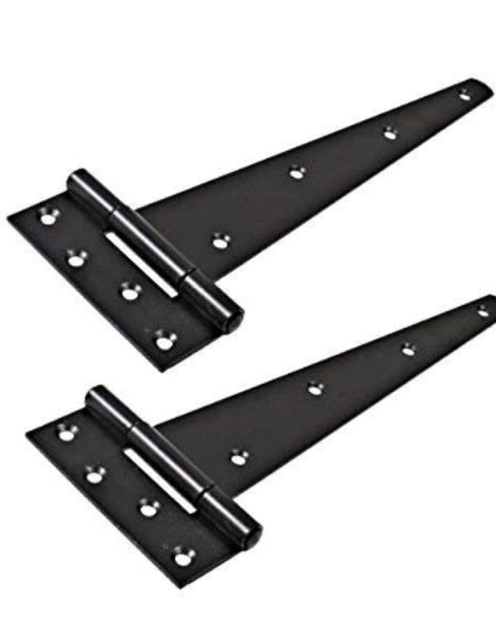 Pair Tee Hinge Black 6" 150mm metal Shed Door Gate Garden Quality Hutch Kennel