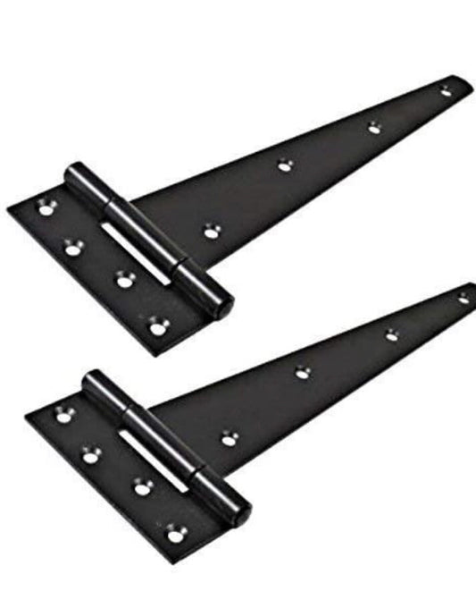 Pair Tee Hinge Black 6" 150mm metal Shed Door Gate Garden Quality Hutch Kennel