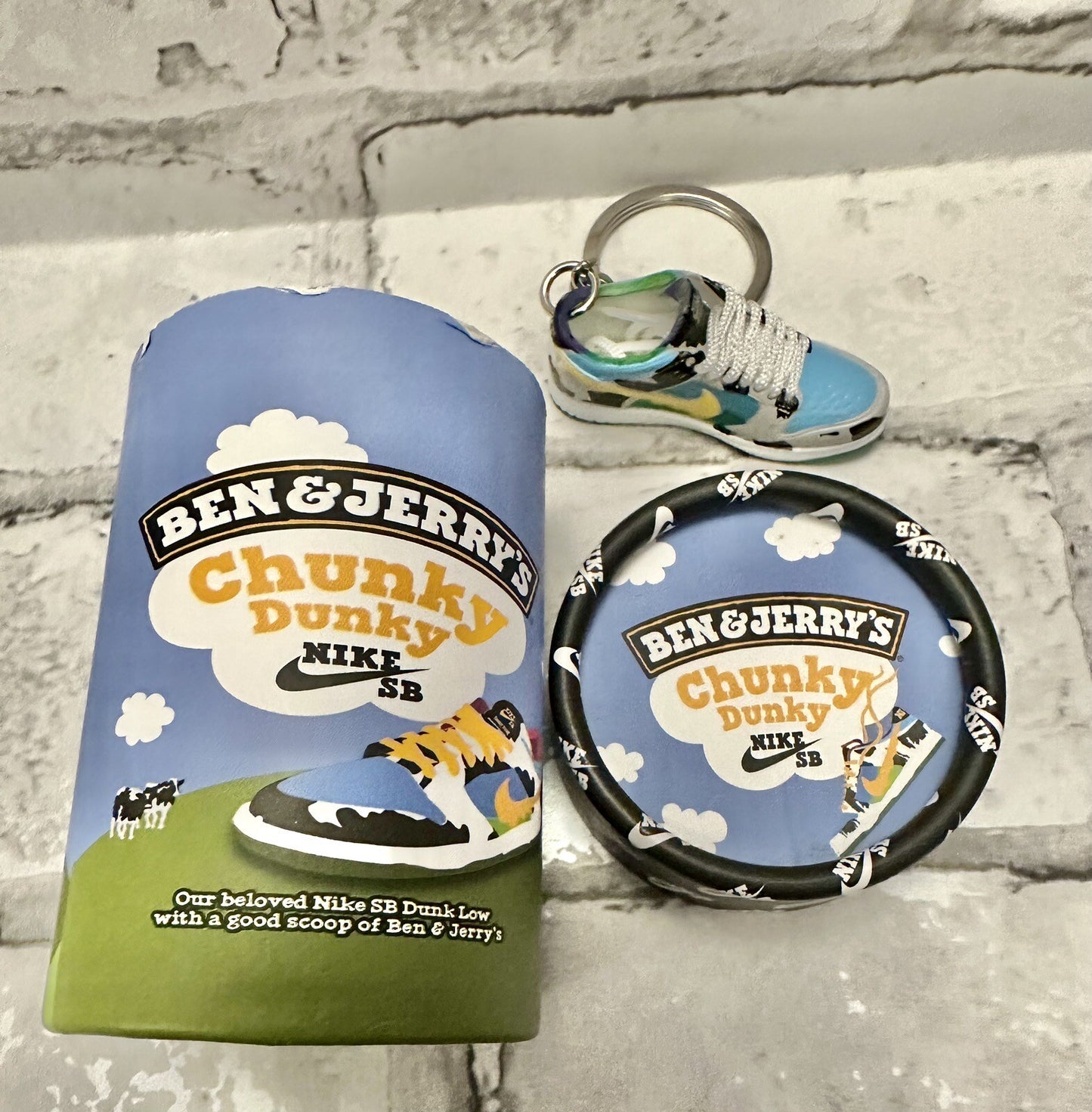 3D Nike Keyring Key Chain Trainer Ben & Jerry’s SB Low Chunky Dunky Dunks Gift