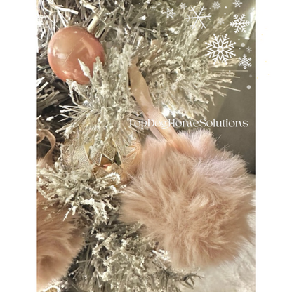 Christmas Furry Red Pom Pom Decorations Tree Hanging Rudolph Nose Bauble Ball