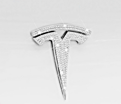 Car Tesla Rhinestone Steering Wheel Center Emblem crystal Diamond Sticker Logo