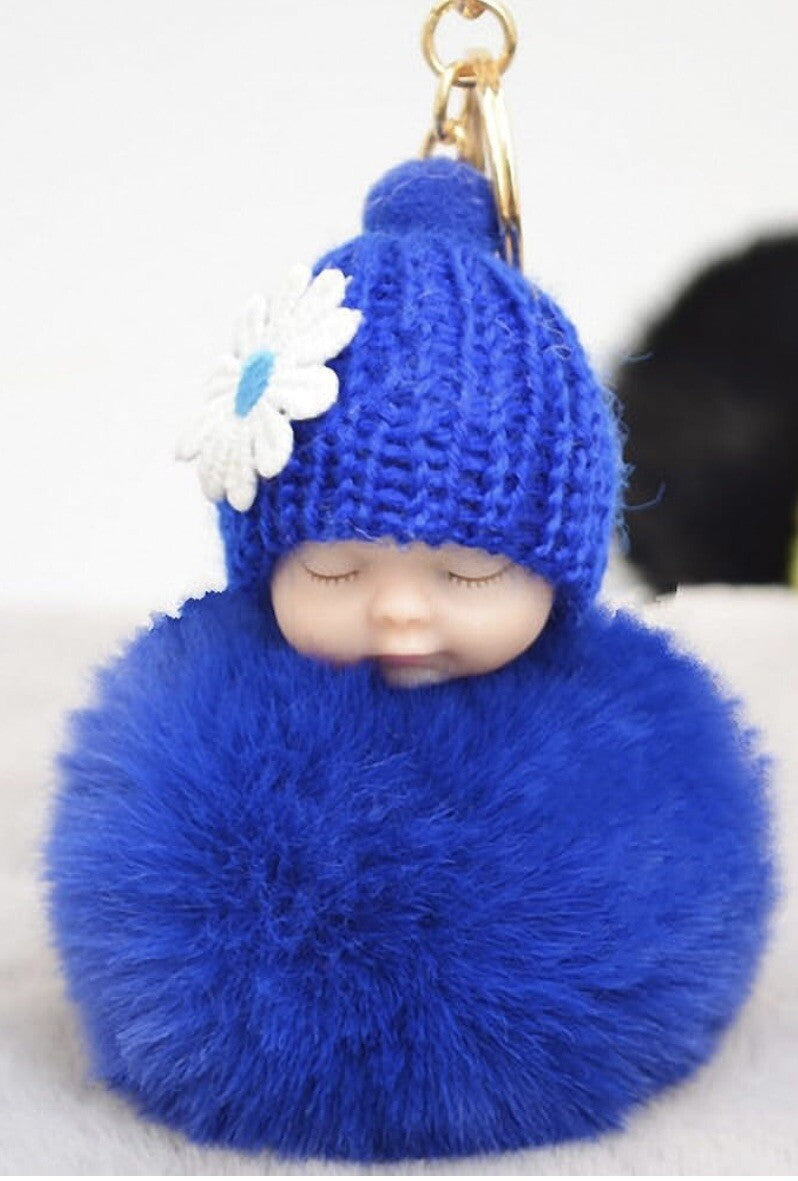 Baby Mama Keyring Pom Pom Car Key chain Bag Charm Doll Blue Pink Red Xmas Gift