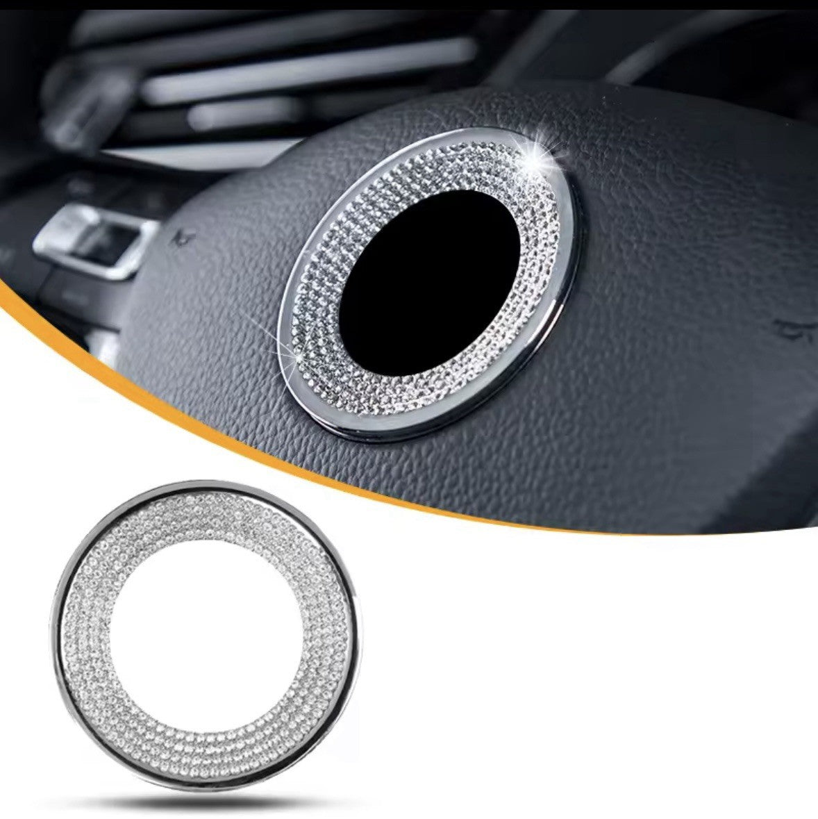 Car Vw Rhinestone Steering Wheel Center Emblem Trim Diamond Sticker Logo