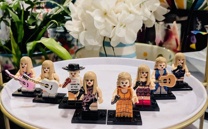 Cute Taylor Inspired 3D Mini Figure On Stand Eras Gift Cake Topper Brick