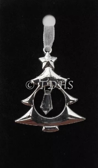 Christmas hanging Decoration Crystal silver Metal tree Bauble bell snowflake joy