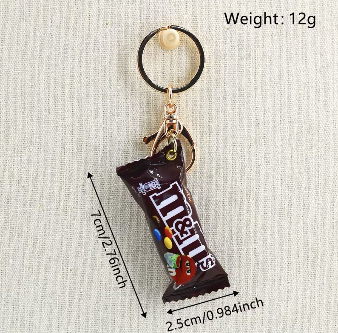 Chocolate M & Ms Keyring Bag Charm 3D Car Keys Chain Yellow Blue Brown Sweets