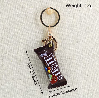 Chocolate M & Ms Keyring Bag Charm 3D Car Keys Chain Yellow Blue Brown Sweets