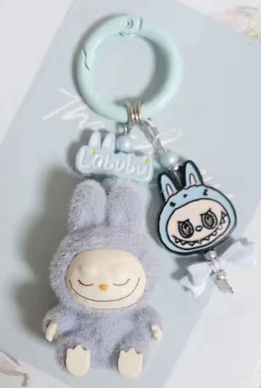 Cute Handmade keyring Labububu Heart Charm Pendant Kawaii Doll Keychain Bag