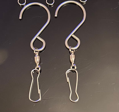 4 X Swivel S Hooks Clip Hanging Windchime Suncatcher Rotating Garden Bird Steel