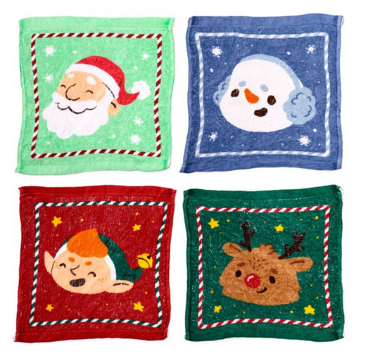 Santa Elf Xmas Magic Flannel Face Towel cloth Kids Bath Wash Gift Christmas