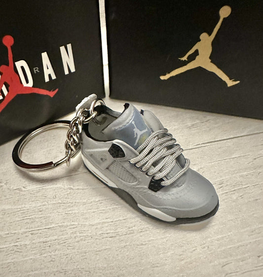 Mini Nike Jordan 4 3D Trainer sneaker Keyring Grey White Black shoe Gift Box