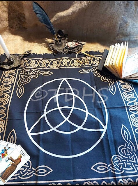 Triquetra Altar Cloth 65x65cm Gold Silver Black Three Gothic Wicca Witchcraft