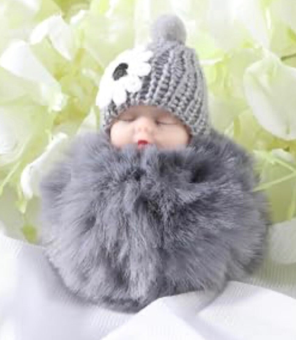 Baby Mama Keyring Pom Pom Car Key chain Bag Charm Doll Blue Pink Red Xmas Gift