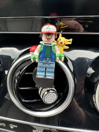 Pokemon Car Air Freshener Pikachu Ash Figure Mini Clip Vent Scent