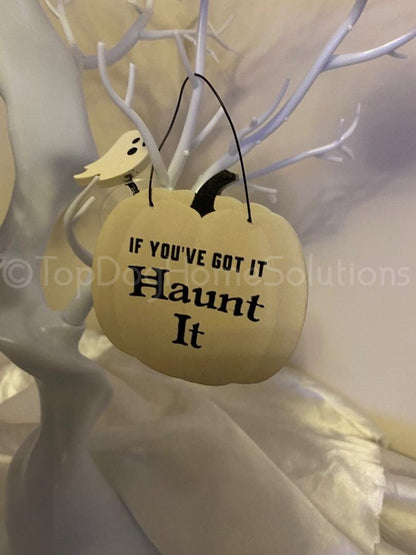 Funny Halloween Sign Hanging Decoration Pumpkin Ghost Bat Rustic Humour joke