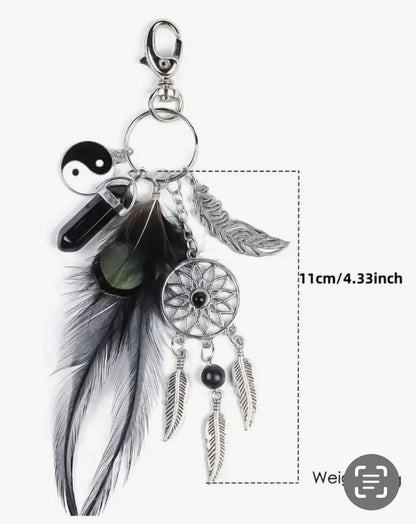 Dream catcher Keyring Car Keys Bag Agate Crystal Charm Gift Pendant Yin Yang