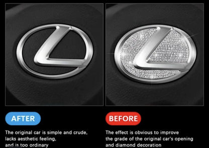 Car Lexus Steering Wheel Trim Rhinestone Crystal Diamond Emblem Sticker Logo