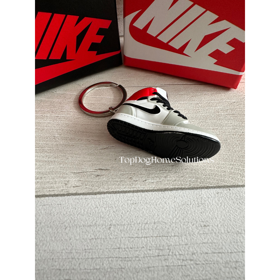 Nike Mini Jordan 3D Trainer sneaker Keyring Grey White Red Black shoe Gift Box